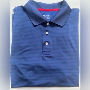 Brooks brothers navy striped golf shirt  large-VGUC